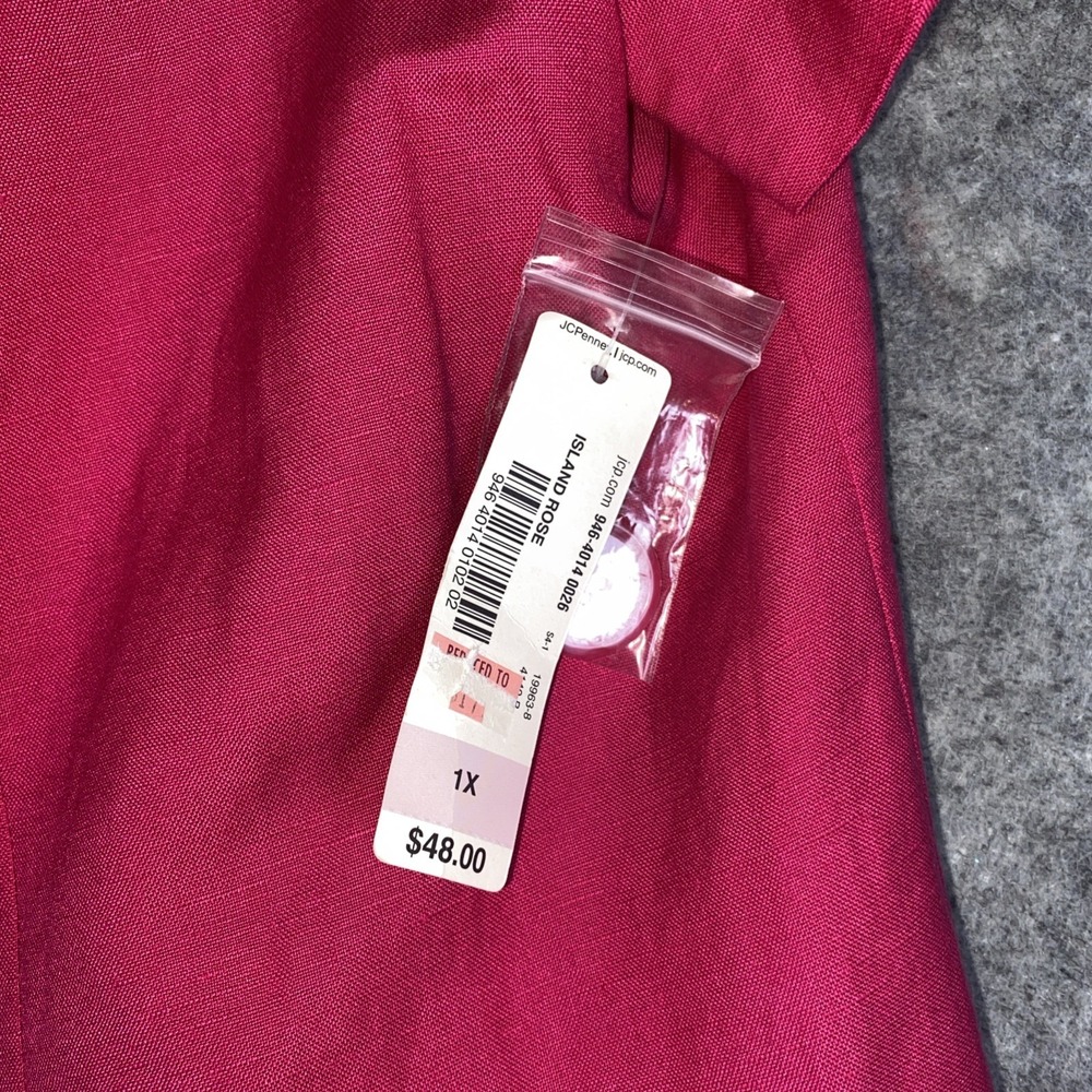 New East 5th Summer Blazer Women's 1X Barbie Pink‎ Button Up Linen Blend Y2K - Picture 6 of 10